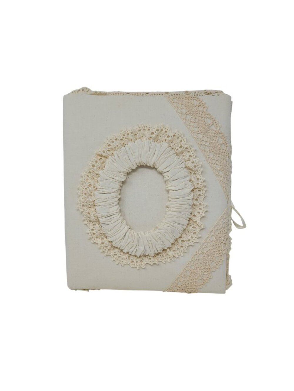 Vintage Wedding Photo Album White Padded Lace Bridal 80s Farm Rustic Boho